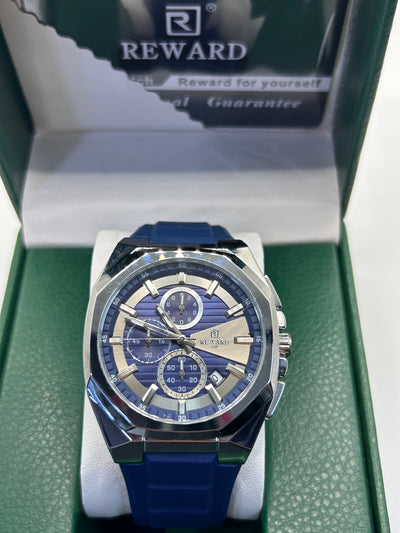 REWARD Luxury Chronograph Watch – Blue Dial Blue Strap