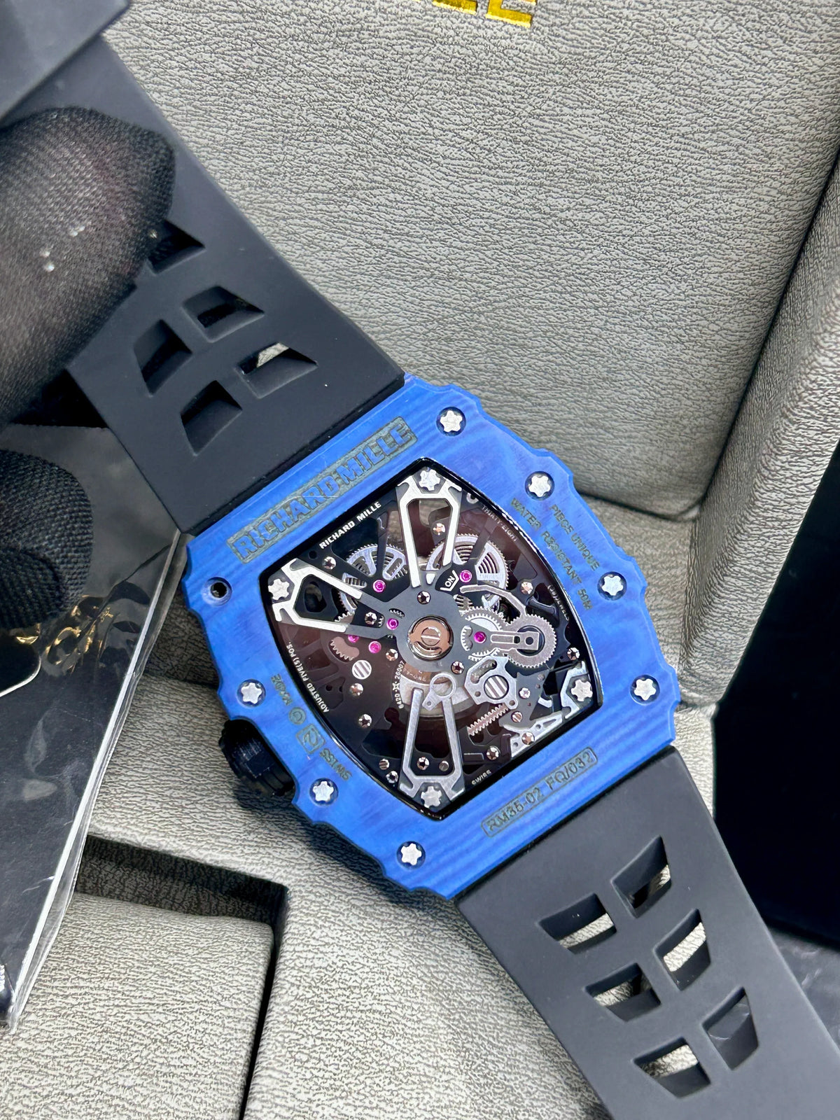 Richard Mille Black and Blue Skeleton Watch