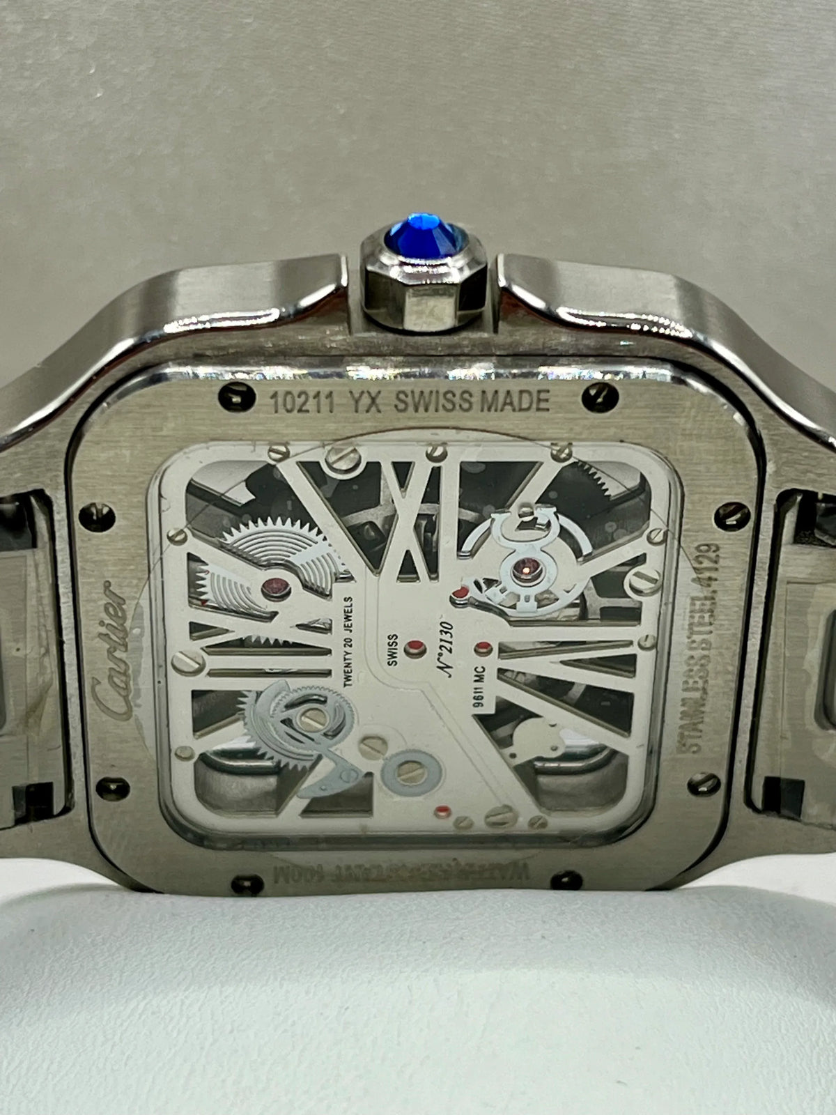 Cartier Santos Green Openworked Stainless Steel Watch