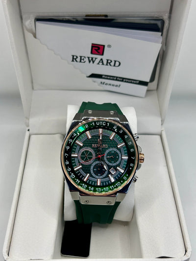 Reward Green Dial Green Strap Quartz Chronograph Watch
