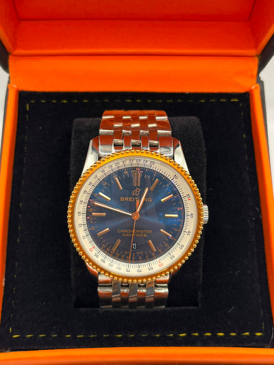 Breitling Navitimer Men's Blue Dial & Gold Bezel Steel Watch (Copy)