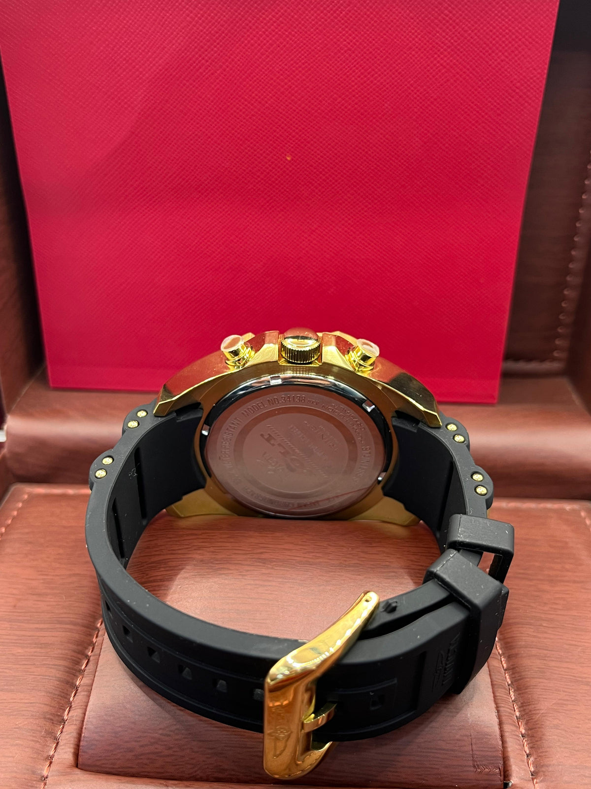 Invicta Gold Black Chronograph Watch Original