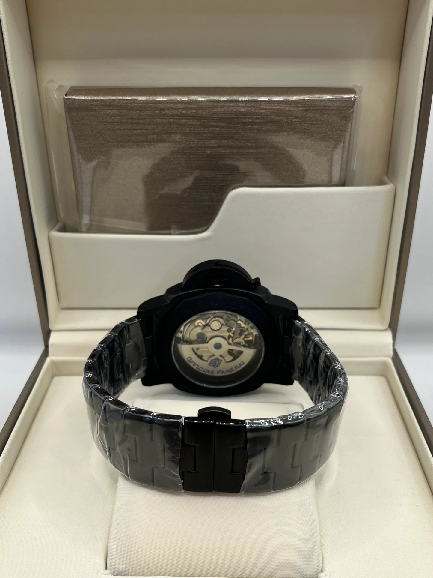 Panerai Luminor Black Dial Black Strap Watch