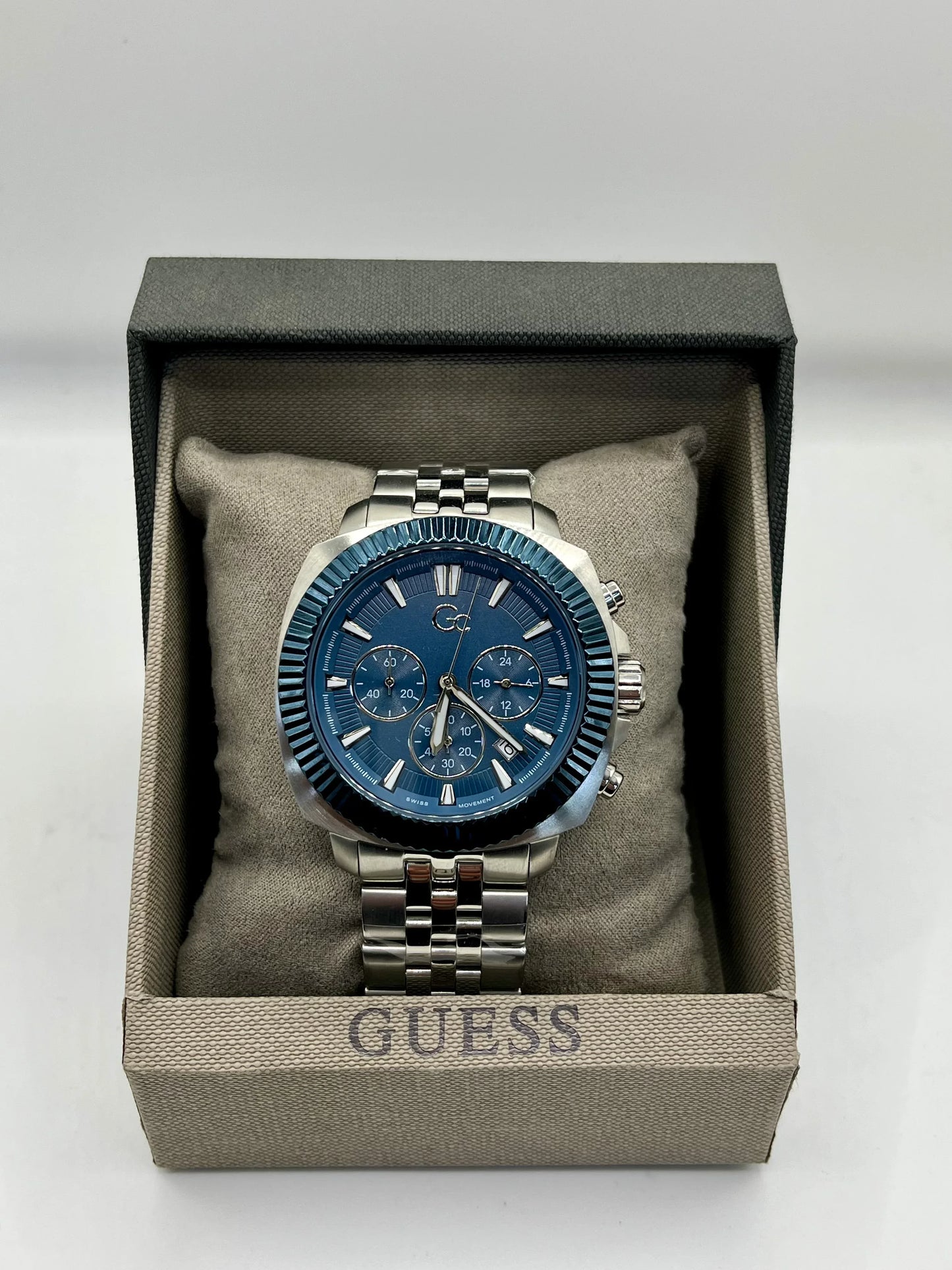 Guess Blue Dial Stainless Steel Chronograph Watch