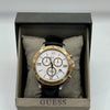 Guess White Dial Gold Chronograph Leather Watch