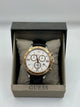 Guess White Dial Gold Chronograph Leather Watch
