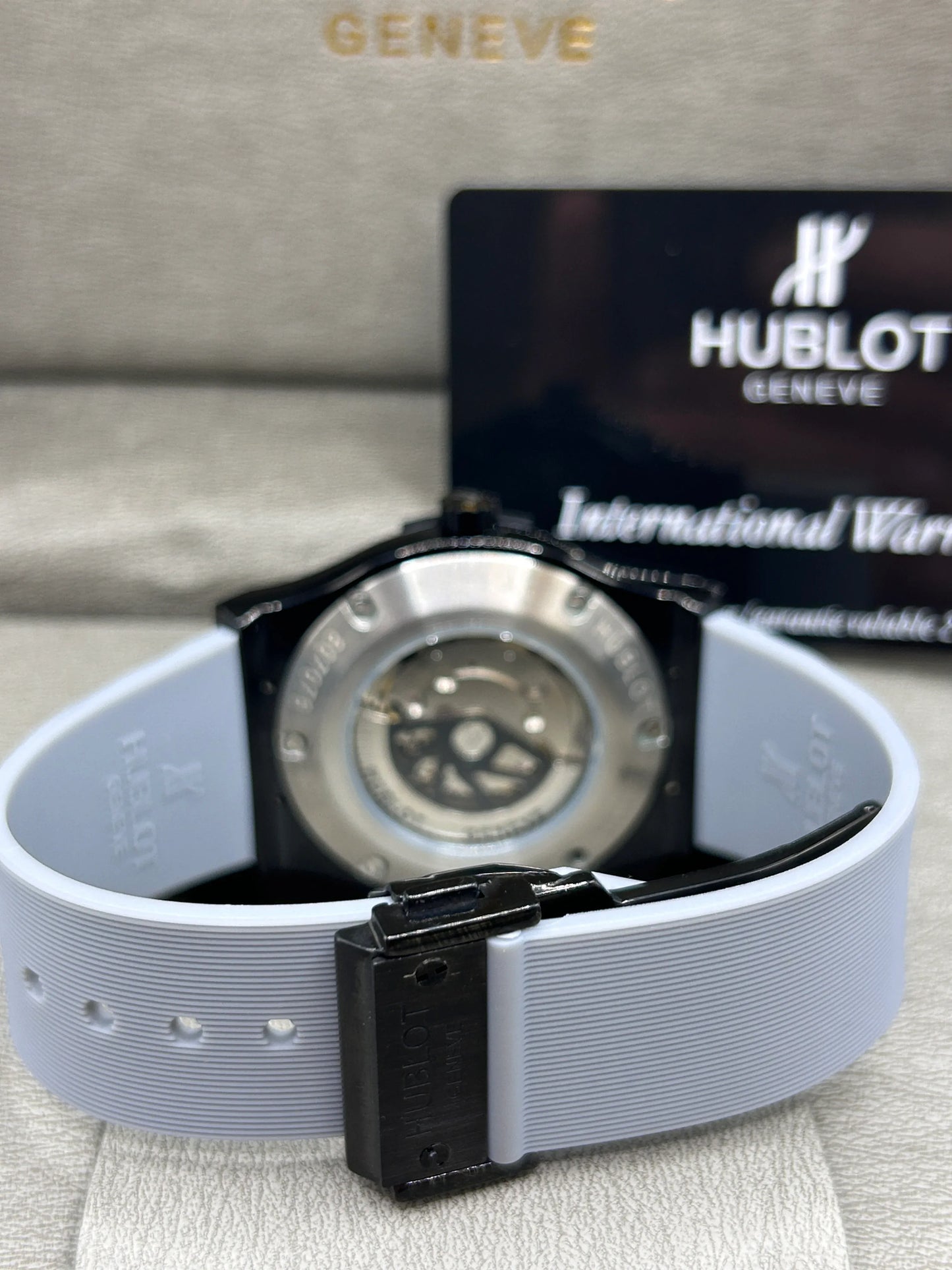 Hublot Big Bang Grey Dial Black Strap Watch