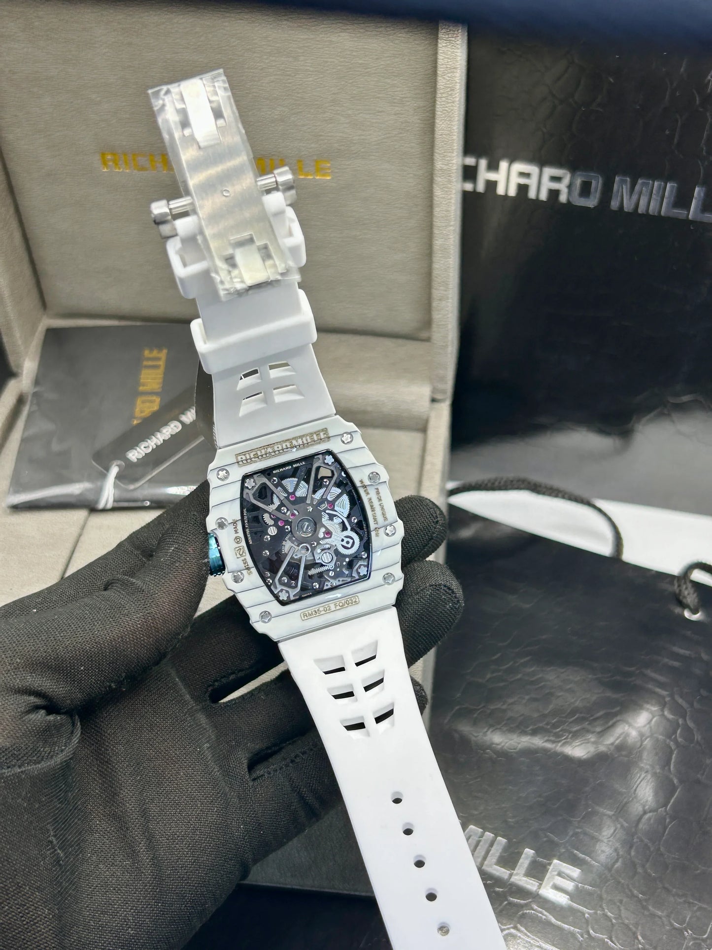 Richard Mille White Strap Skeleton Watch