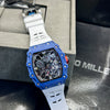 Richard Mille Blue Case White Strap Skeleton Watch