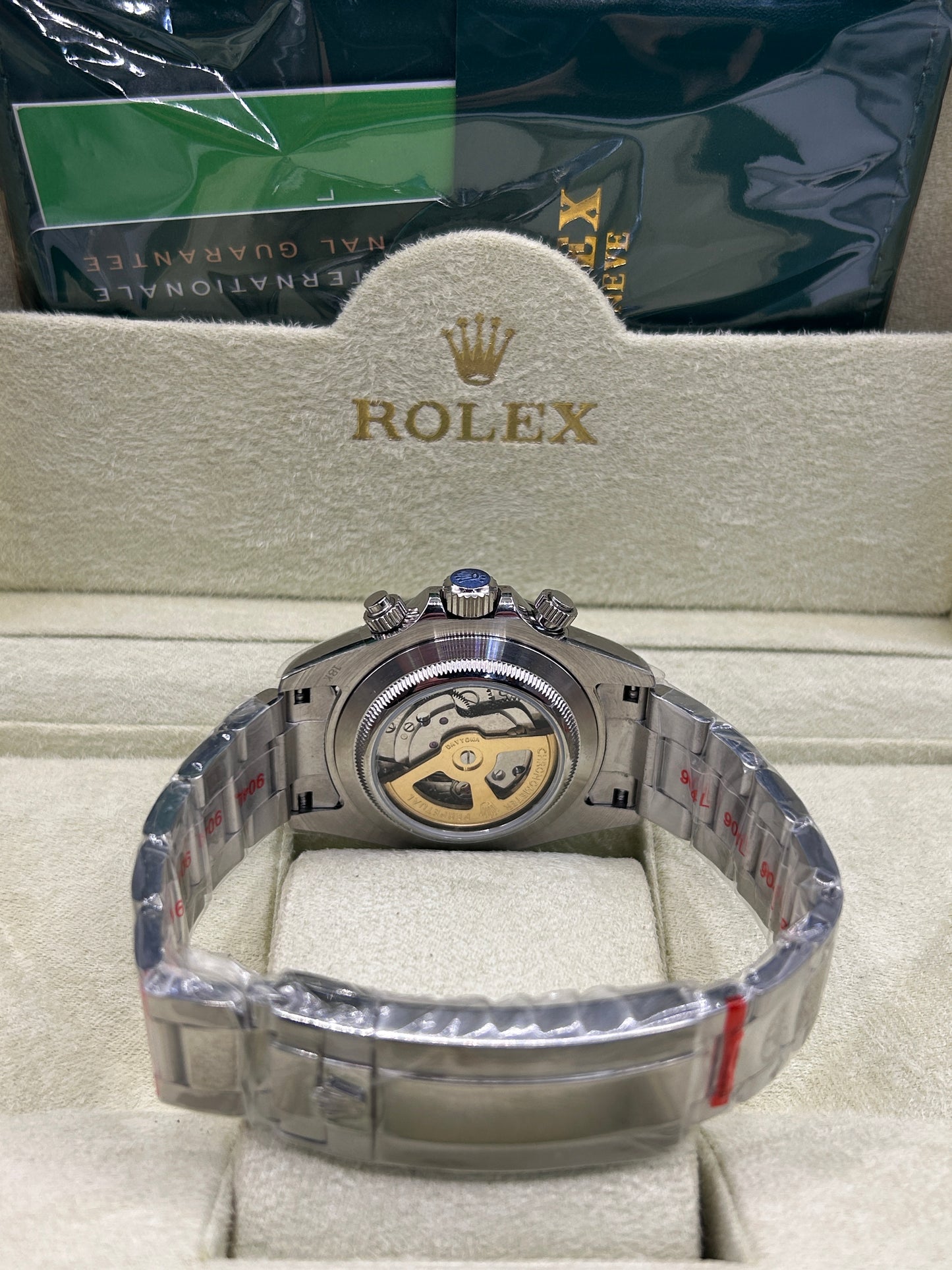 Rolex Daytona Ice Blue Dial Red Bezel Chronograph Watch