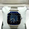 Cartier Santos Blue Bezel Blue Dial Stainless Steel Watch