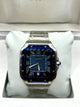Cartier Santos Blue Bezel Blue Dial Stainless Steel Watch