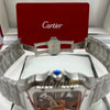Cartier Santos Skeleton Watch Gold Skeleton Dial Silver Stainless Steel Bracelet (Copy)