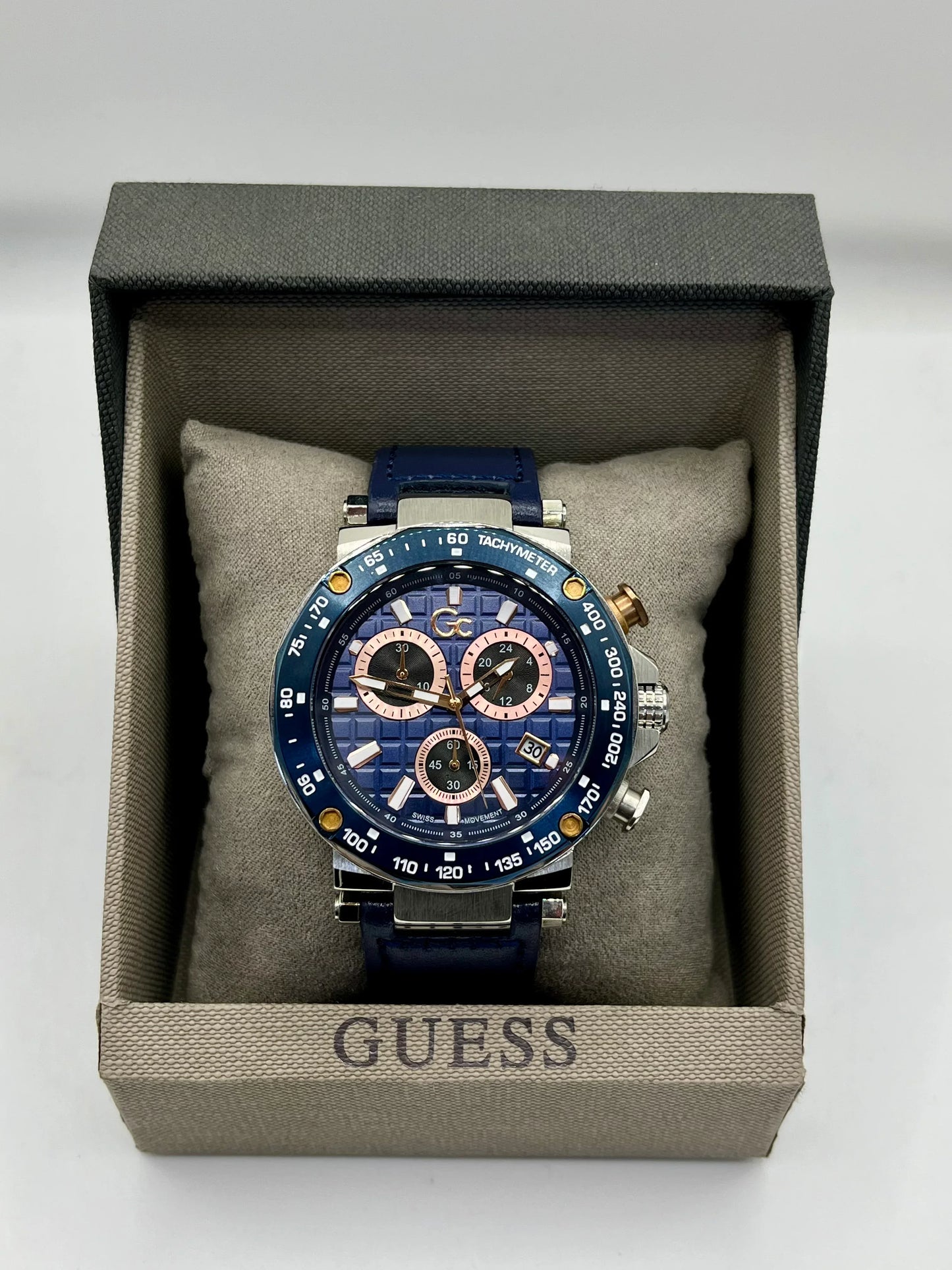 Guess balck Blue Dial Stainless Steel Chronograph Watch