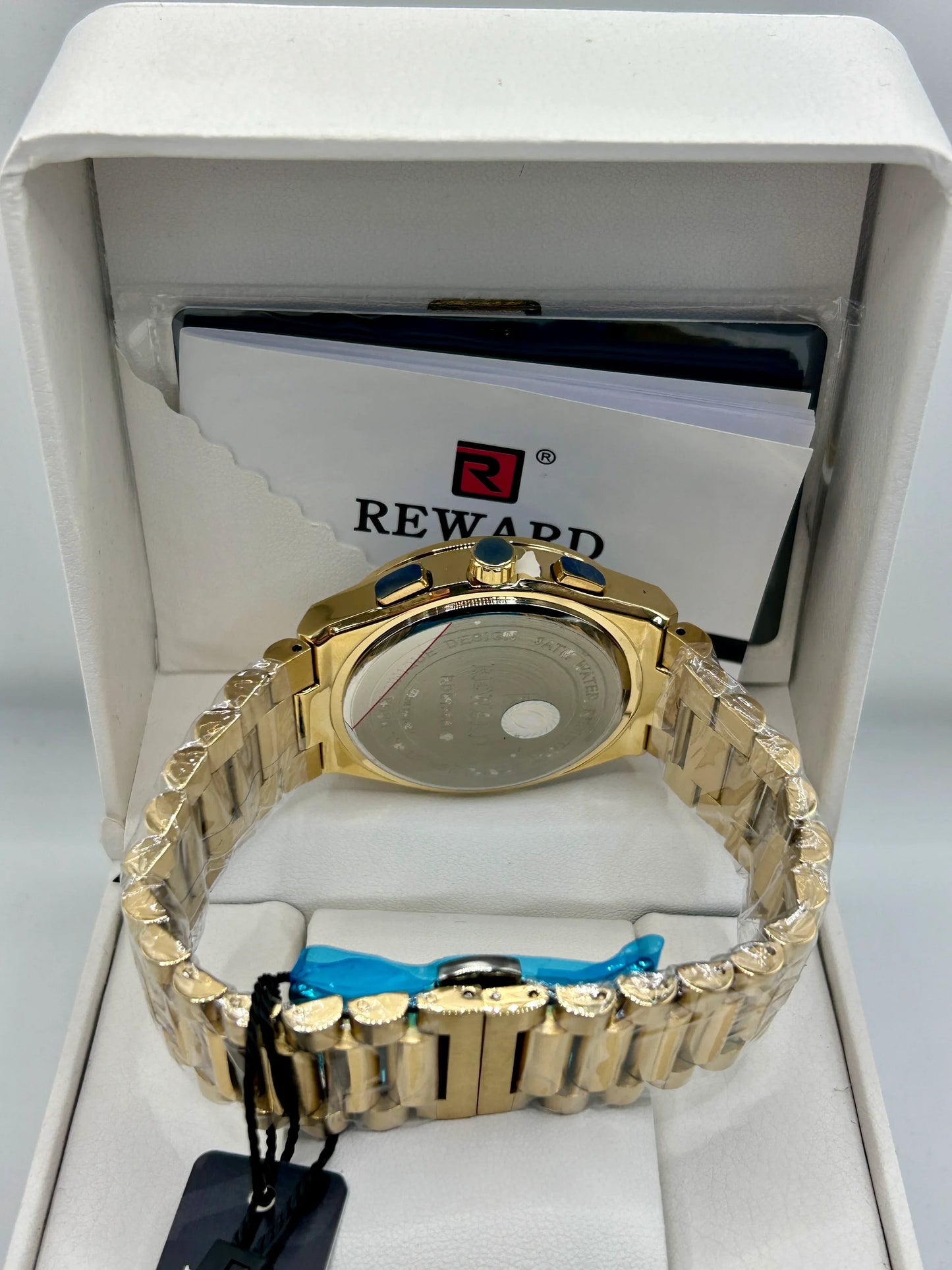 Reward Gold Blue Dial Quartz Chronograph Watch