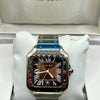 Cartier Santos Brown Dial Stainless Steel Watch