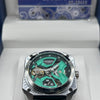 Hanboro Green Skeleton Dial Leather Watch