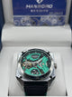 Hanboro Green Skeleton Dial Leather Watch