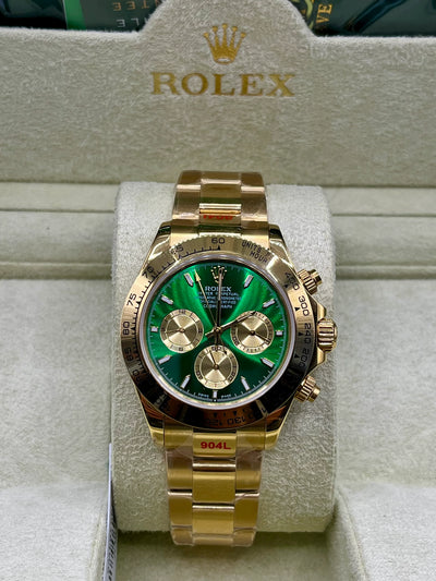 Rolex Daytona Gold Green Dial Chronograph Watch