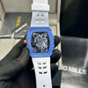 Richard Mille Blue Case White Strap Skeleton Watch