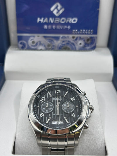 Hanboro Grey Dial Stainless Steel Chronograph Watch