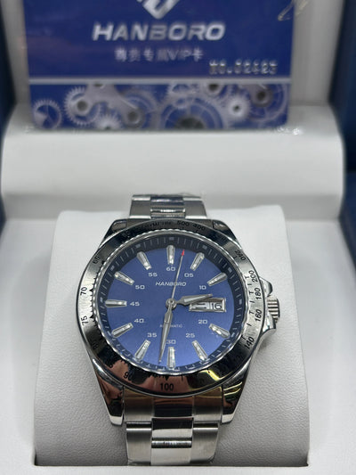 Hanboro Blue Dial Stainless Steel Watch