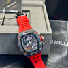 Richard Mille Black Case Red Strap Skeleton Watch