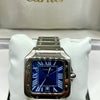Cartier Santos Blue Dial Stainless Steel Automatic Watch