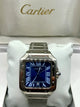 Cartier Santos Blue Dial Stainless Steel Automatic Watch