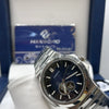 Hanboro Blue Dial Stainless Steel Skeleton Watch