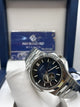 Hanboro Blue Dial Stainless Steel Skeleton Watch