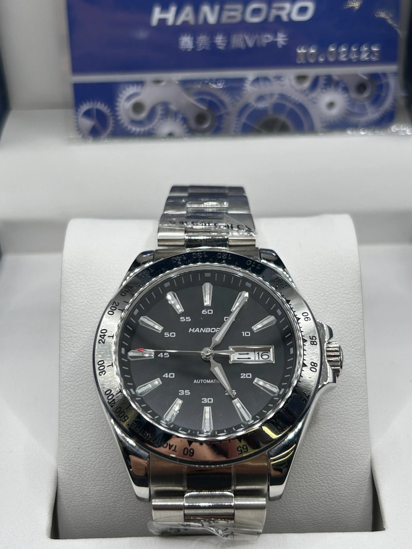 Hanboro Grey Dial Stainless Steel Watch