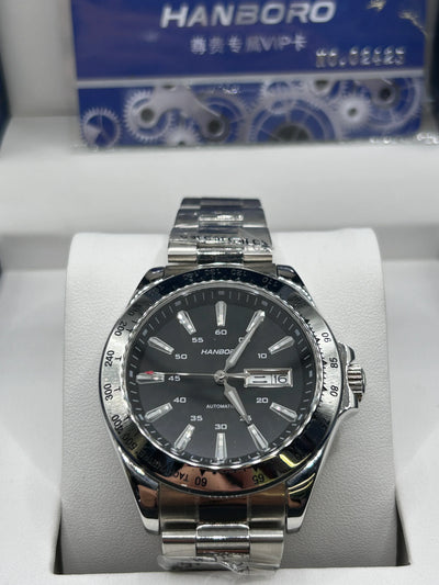 Hanboro Grey Dial Stainless Steel Watch