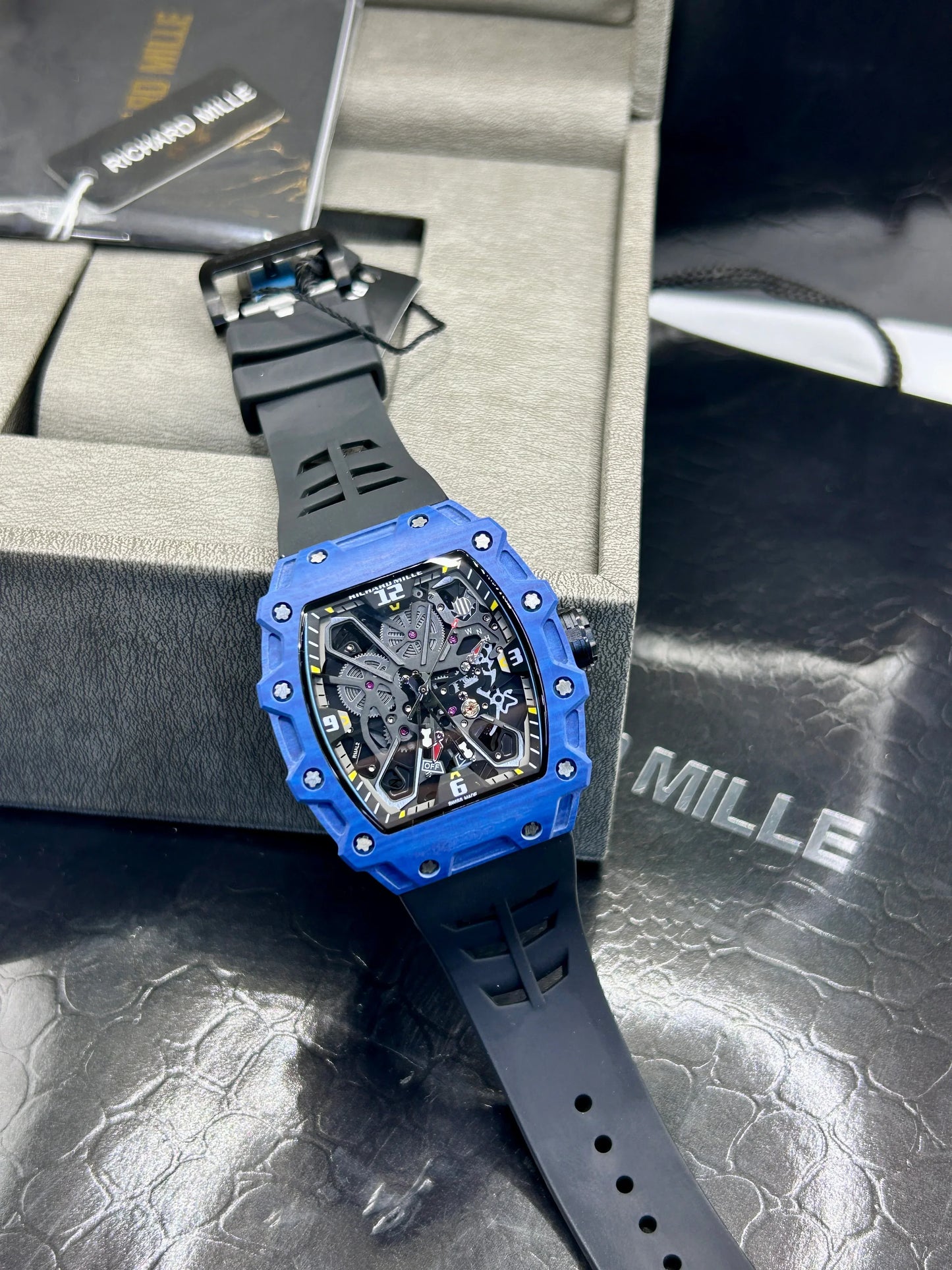 Richard Mille Black and Blue Skeleton Watch
