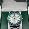 REWARD Luxury Chronograph Watch – White Dial Emerald Green Bezel