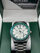 REWARD Prestige Chronograph Watch – White Dial Green Bezel