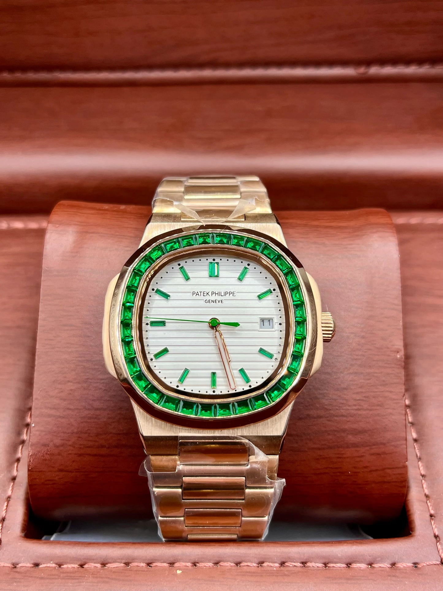 Patek Philippe Nautilus Green Bezel Gold Watch
