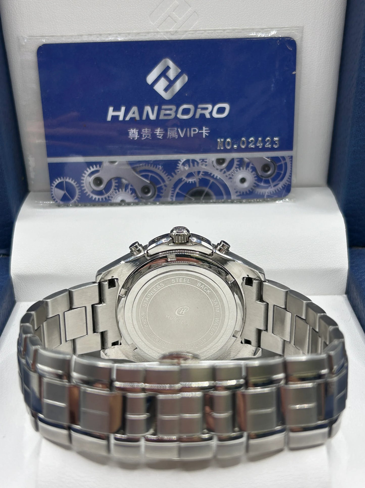 Hanboro Grey Dial Stainless Steel Chronograph Watch