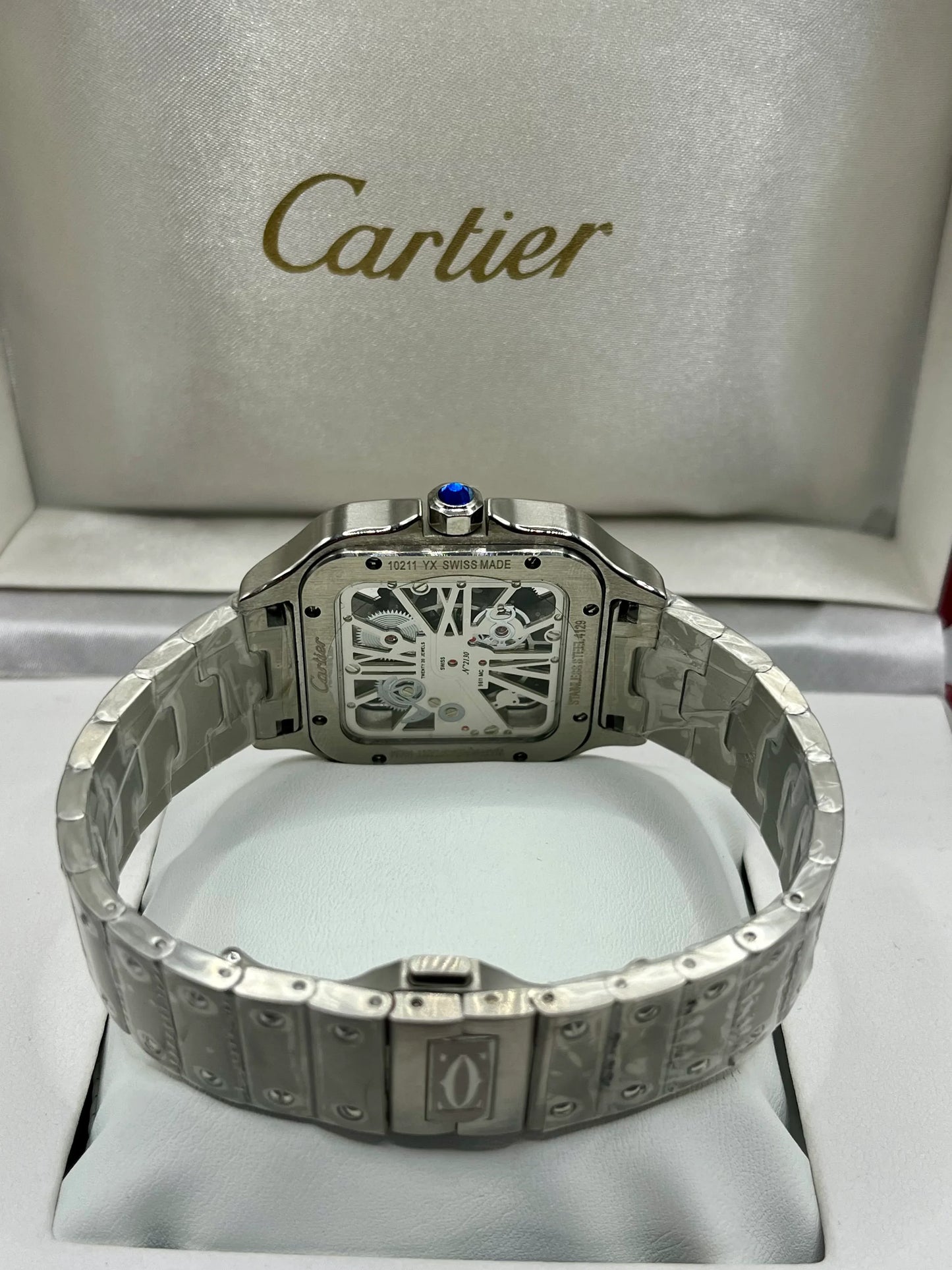 Cartier Santos Green Openworked Stainless Steel Watch
