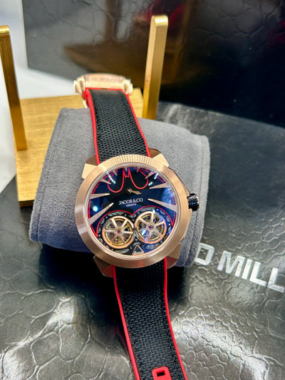 Jacob & Co Black Dial Black Strap Chronograph Watch