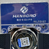 Hanboro Blue Skeleton Dial Leather Watch