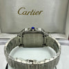 Cartier Santos Blue Bezel White Dial Stainless Steel Watch
