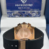 Hanboro Black Dial Gold Case Rubber Strap Watch