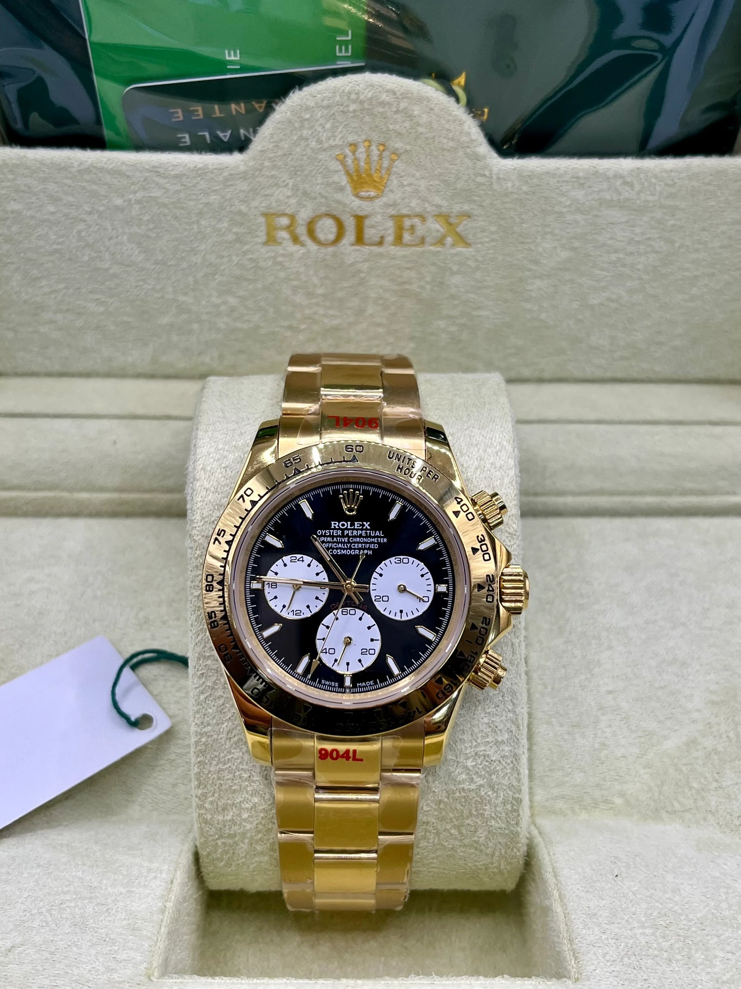 Rolex Daytona Gold Black Dial Chronograph Watch