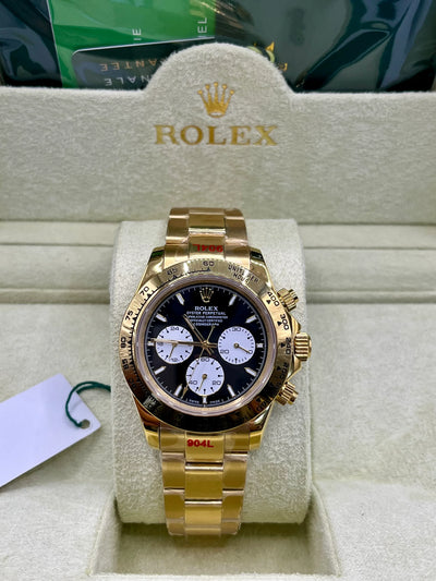Rolex Daytona Gold Black Dial Chronograph Watch