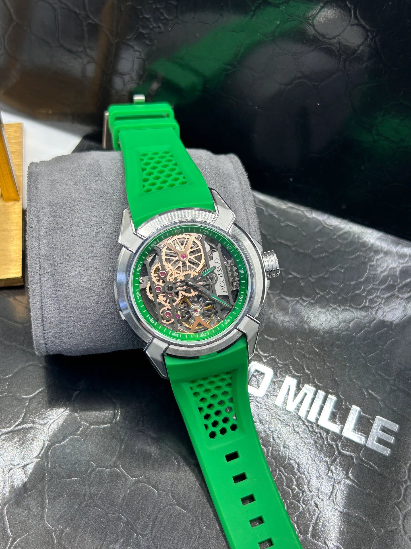 Jacob & Co Green Strap Skeleton Watch