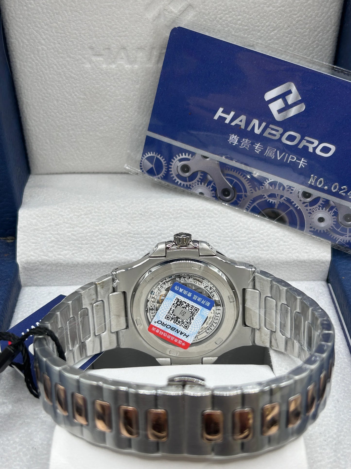 Hanboro Blue Dial Two Tone Automatic Watch