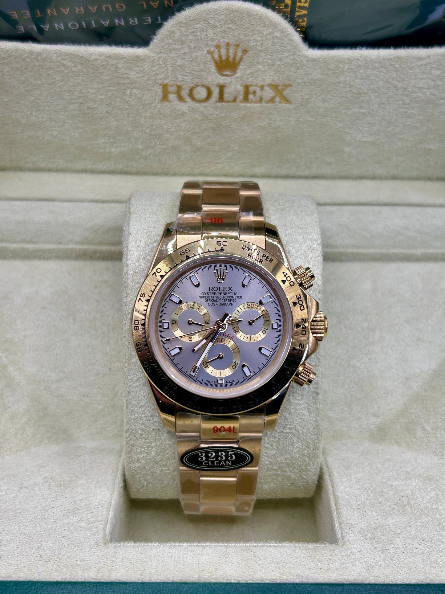 Rolex Daytona Rose Gold Ice Gray Dial Chronograph Watch