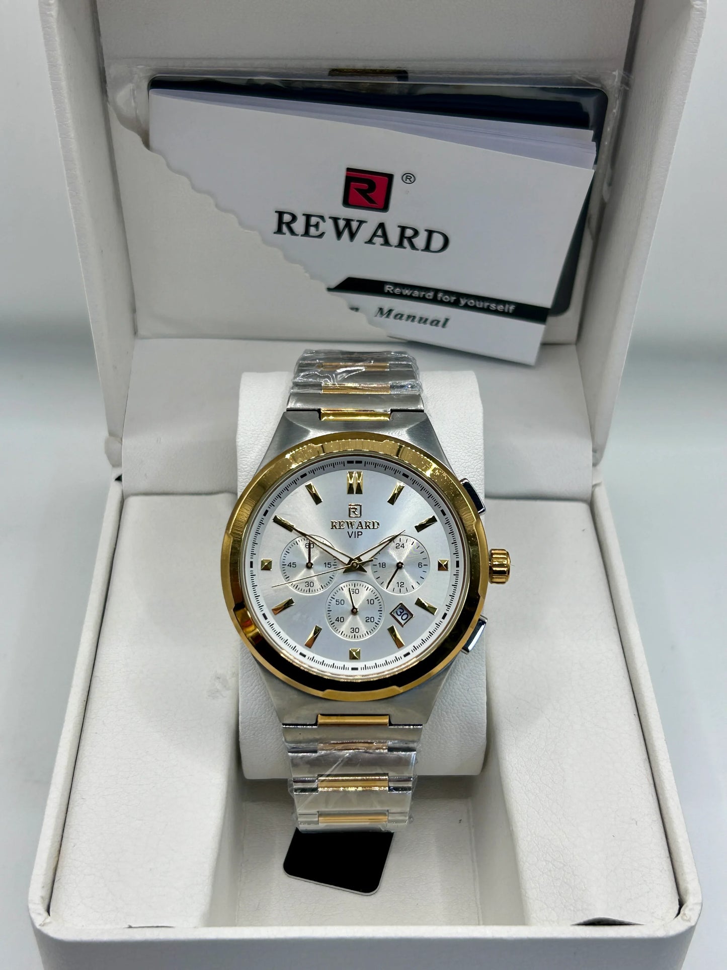 Reward Classic White Dial Two Tone Quartz Watch