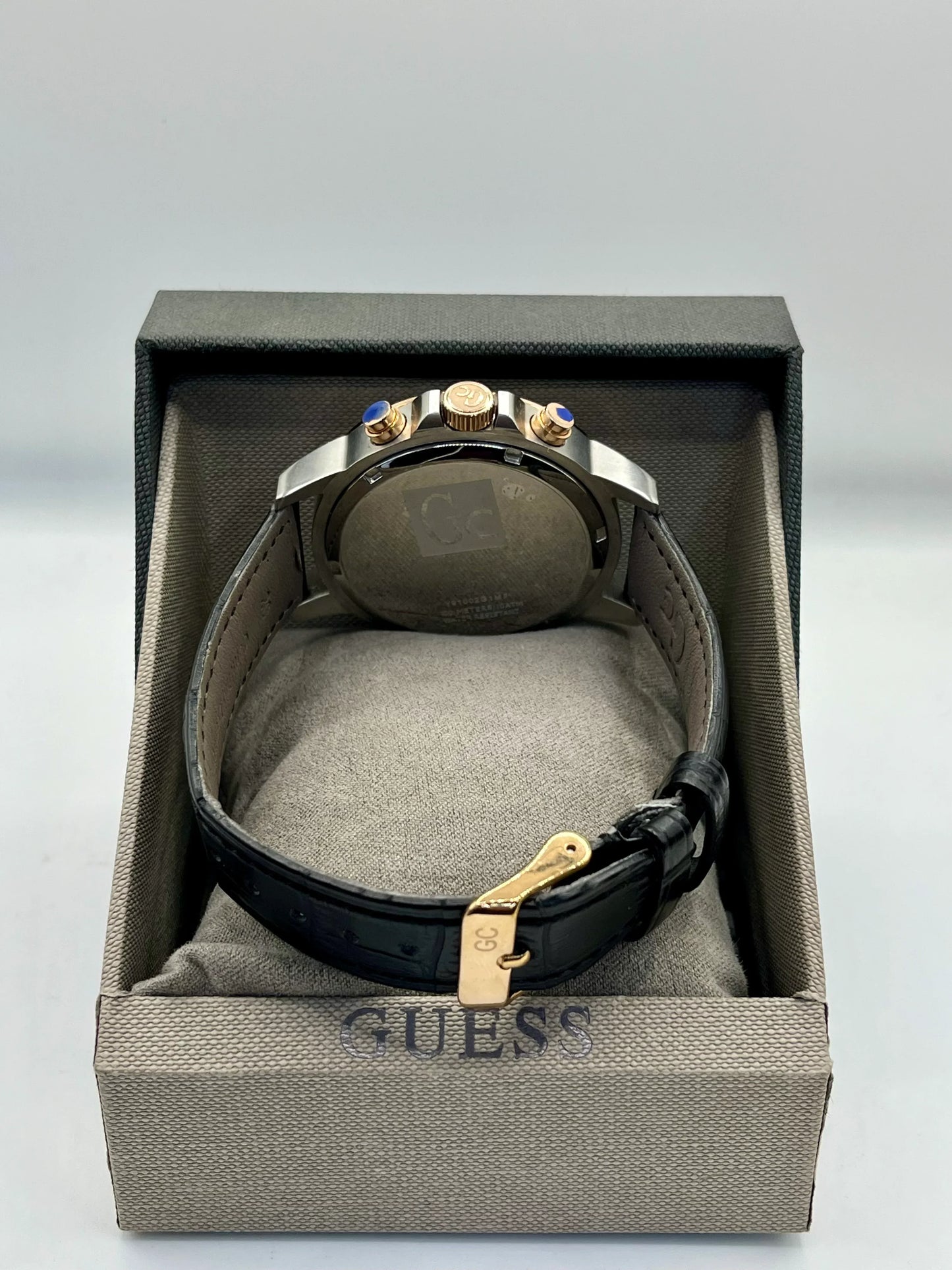 Guess White Dial Gold Chronograph Leather Watch